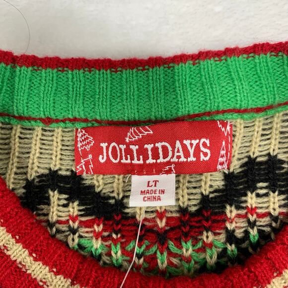 NWT Jollidays Ugly Christmas Sweater Beary Merry Mens Large Tall Santa Hat Bear - Picture 4 of 10